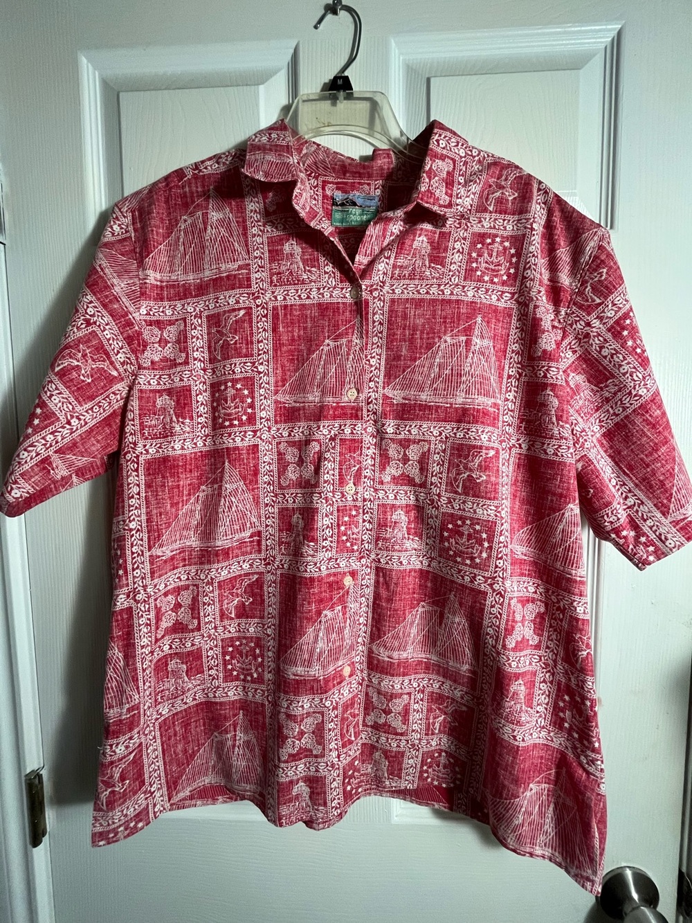 Reyn Spooner Red Patterned Short-Sleeve Button Shirt XL/1X